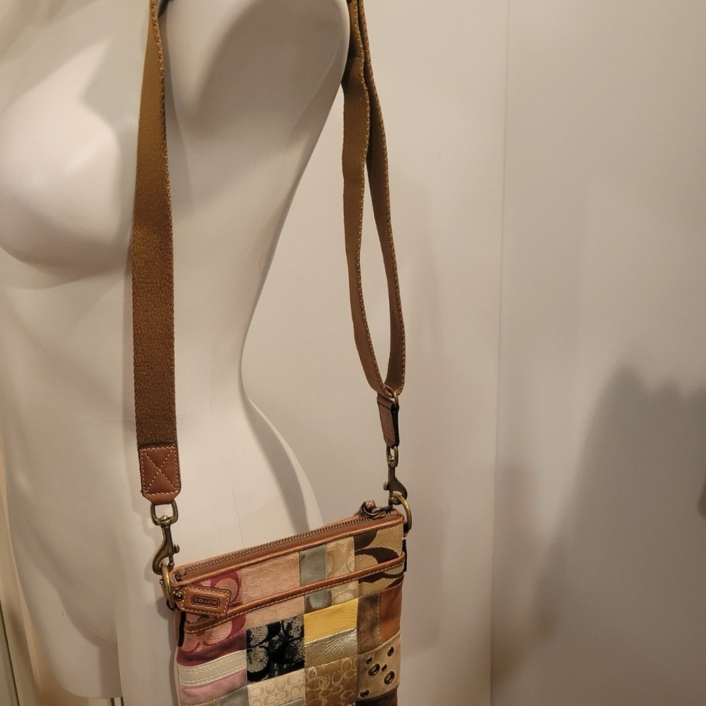 Vintage Coach Patchwork Gallery Gold Signature Sw… - image 3